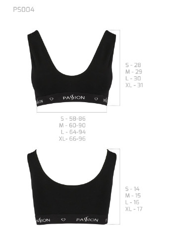 Спортивний топ з широкою гумкою PS004 TOP black, size XL Passion (255615083)