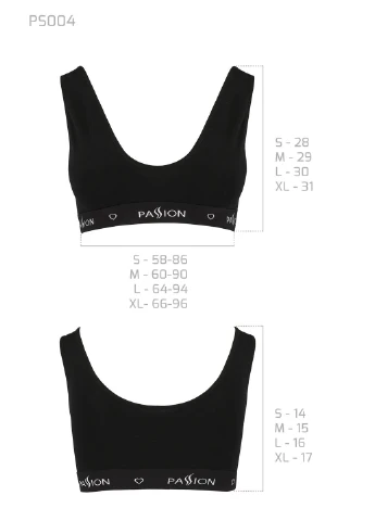 Спортивний топ з широкою гумкою PS004 TOP black, size XL Passion (255615083)