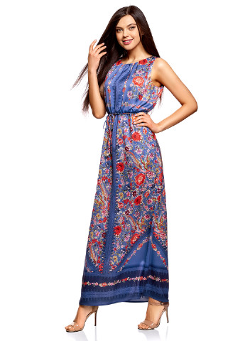 Синя кежуал сукня Oodji з квітковим принтом