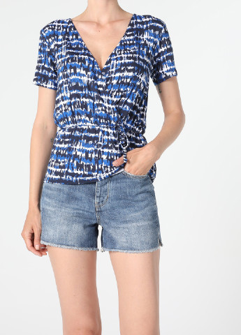 Темно-синя блуза на запах Colin's