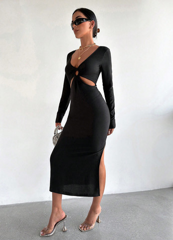 Чорна святковий, вечірня, кежуал сукня силуетна, а-силует SHEIN однотонна