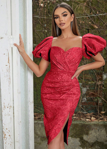 Червона вечірня сукня футляр SHEIN з квітковим принтом