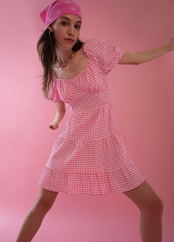 Рожева кежуал сукня DeFacto в клітинку