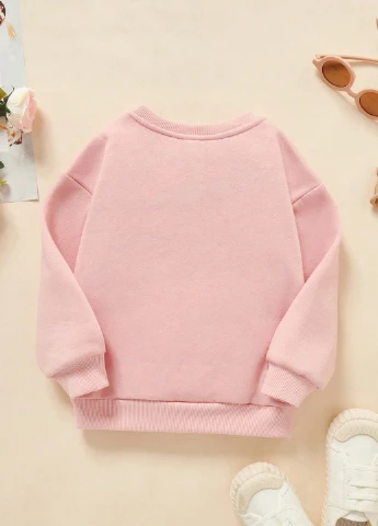 SHEIN свитшот сердечки светло-розовый кэжуал полиэстер, трикотаж