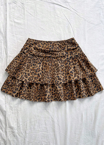 Разноцветная кэжуал леопардовая юбка SHEIN клешированная