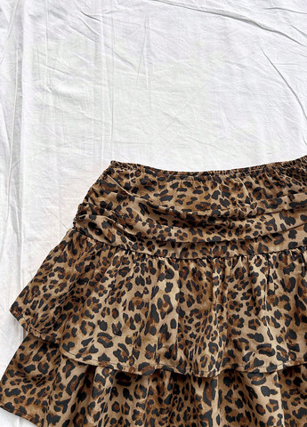 Разноцветная кэжуал леопардовая юбка SHEIN клешированная
