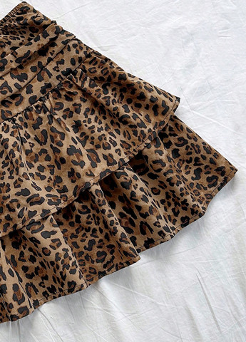 Разноцветная кэжуал леопардовая юбка SHEIN клешированная