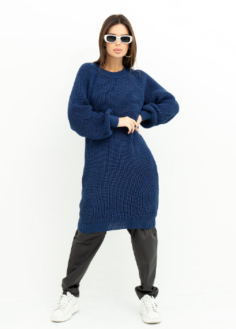 Темно-синий зимний свитер женский джемпер ISSA PLUS WN20-363