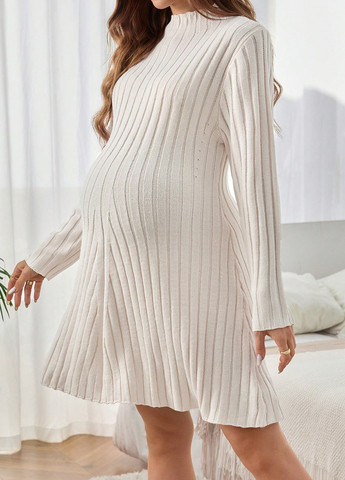 Світло-бежева кежуал плаття для вагітних сукня светр, а-силует SHEIN однотонна