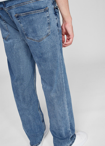 Темно-голубые демисезонные прямые джинсы Denim Project