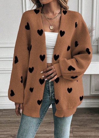 Коричневый демисезонный кардиган SHEIN