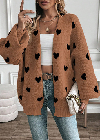 Коричневый демисезонный кардиган SHEIN