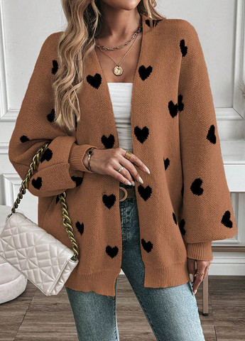 Коричневый демисезонный кардиган SHEIN