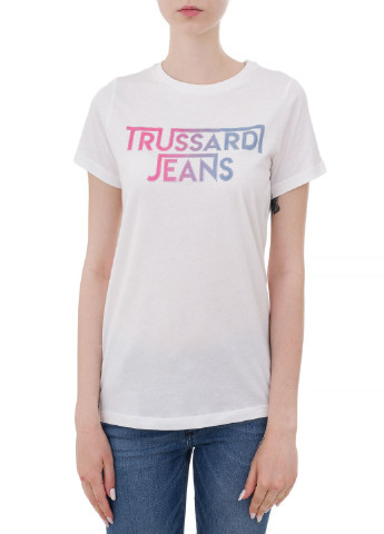 Белая летняя футболка Trussardi Jeans