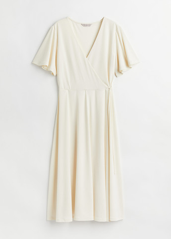 Молочное кэжуал платье на запах H&M однотонное