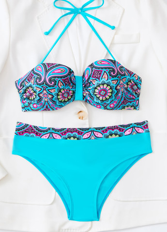 Комбинированный летний купальник (лиф, трусики) раздельный, балконет SHEIN