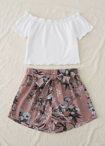 Комбинированный летний комплект (топ, шорты) SHEIN