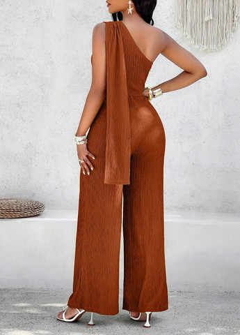 Комбінезон SHEIN комбінезон-брюки однотонний коричневий кежуал поліестер