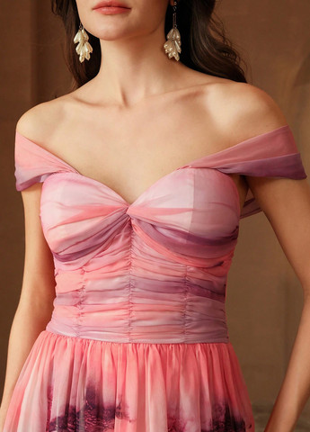 Комбінована святковий, вечірня сукня кльош, з відкритими плечима, з відкритою спиною SHEIN тай-дай