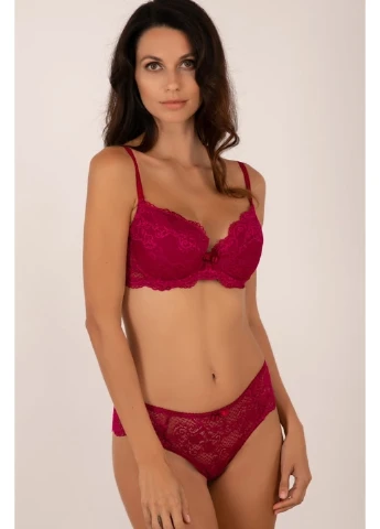 Малиновый бюстгальтер балконет push-up сангрия lace karina 322.01.02 l Kleo