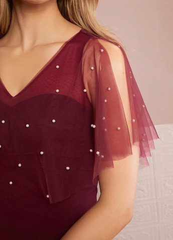 Бордова вечірня сукня кльош SHEIN однотонна