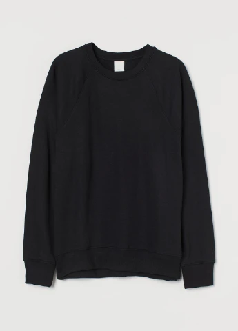 Черный свитшот H&M однотонный без декора (220743859)