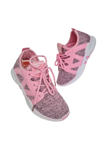 Детские розовые осенние кроссовки Tedelon на шнурках с белой подошвой для девочки