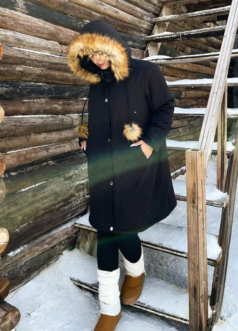 Черная зимняя куртка SHEIN