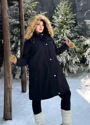 Черная зимняя куртка SHEIN