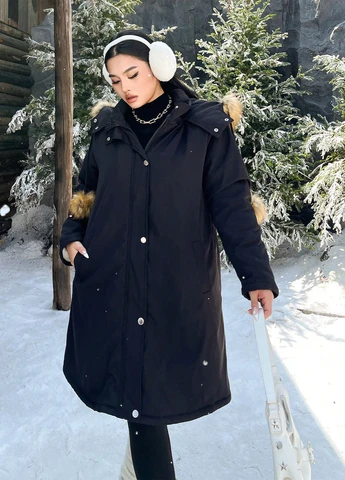 Черная зимняя куртка SHEIN