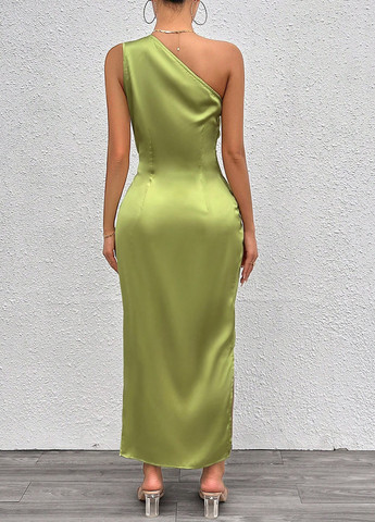 Лайм вечірня, кежуал сукня на запах, на одне плече SHEIN однотонна