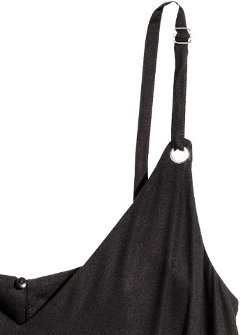 Комбинезон H&M комбинезон-брюки однотонный чёрный кэжуал вискоза