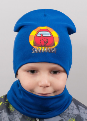 Дитяча шапка з хомутом КАНТА "SHHH" розмір 52-56 синій (OC-599) Канта (222439512)