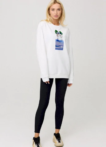 Белый світшот жіночий oversize /no flis/ YAPPI (254658730)