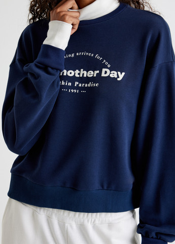 Темно-синий свитшот KOTON надпись без декора (307491853)