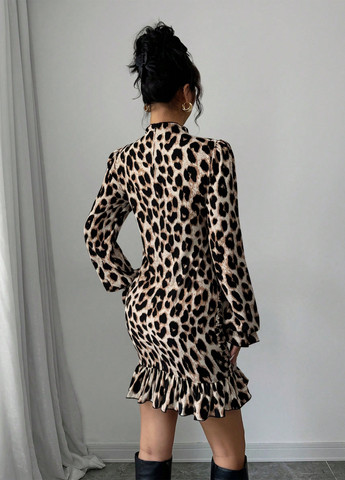 Комбінована кежуал сукня силуетна SHEIN леопардовий