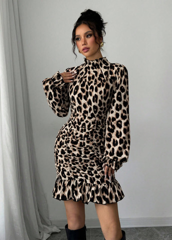 Комбінована кежуал сукня силуетна SHEIN леопардовий