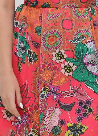 Коралловое кэжуал платье клеш A-Wear с цветочным принтом