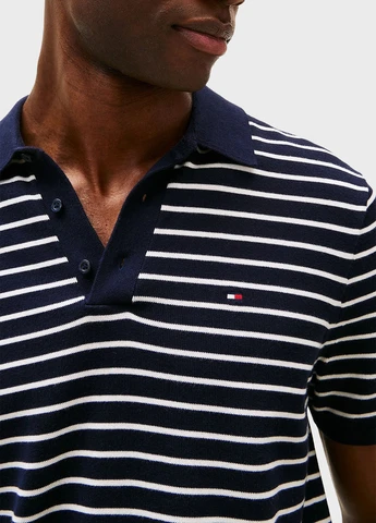 Темно-синяя футболка-поло для мужчин Tommy Hilfiger в полоску