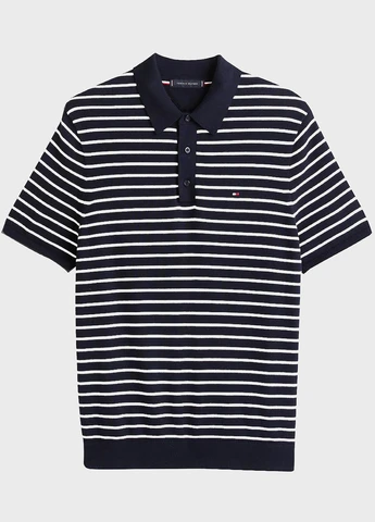 Темно-синяя футболка-поло для мужчин Tommy Hilfiger в полоску