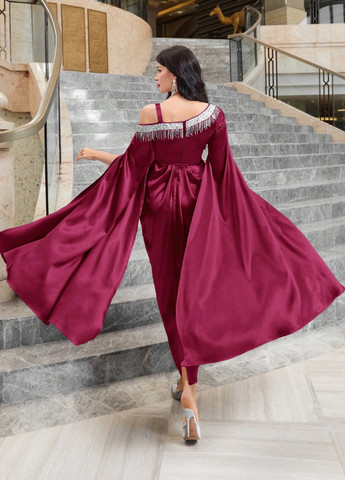 Бордова святковий, вечірня сукня сукня-кейп SHEIN однотонна