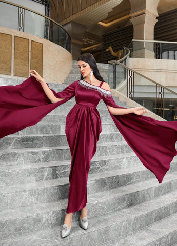 Бордова святковий, вечірня сукня сукня-кейп SHEIN однотонна