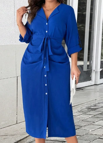 Синее кэжуал платье футляр SHEIN однотонное
