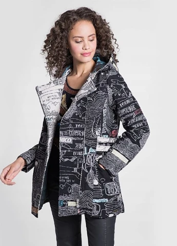 Чорне демісезонне Пальто однобортне Desigual