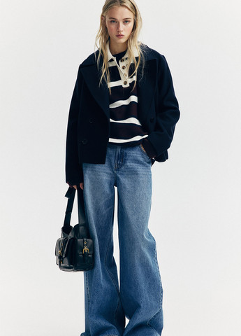 Чорне демісезонне Пальто бушлат H&M