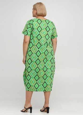 Зелена кежуал сукня балон, оверсайз 158С з геометричним візерунком