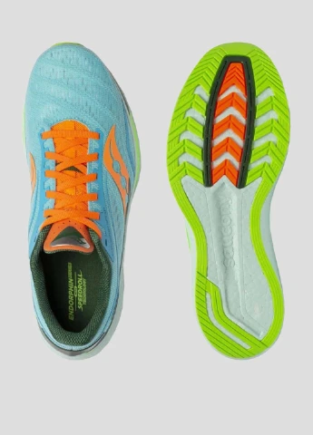 Синие всесезонные голубые текстильные кроссовки для бега endorphin pro Saucony