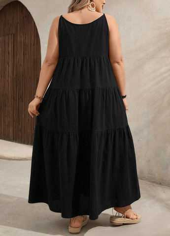 Черное кэжуал платье SHEIN однотонное