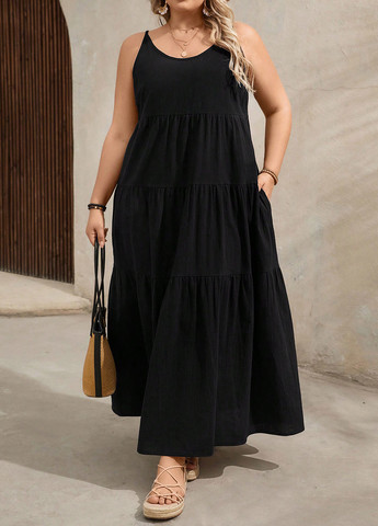 Черное кэжуал платье SHEIN однотонное