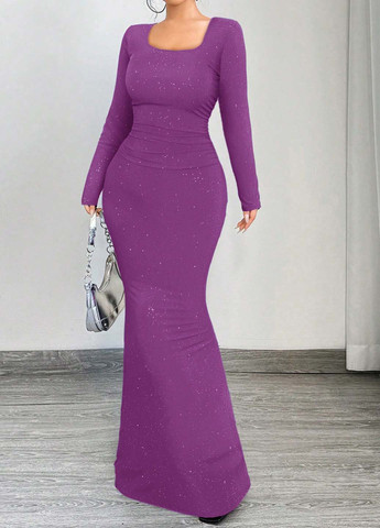 Фіолетова святковий, вечірня сукня годе SHEIN однотонна